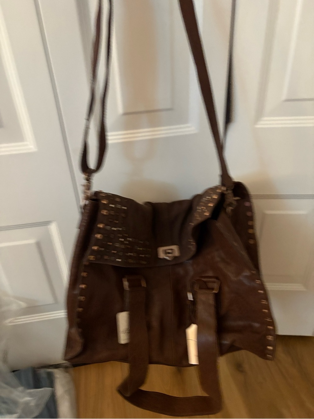 Free People Brown Studded Leather Satchel - Picture 4 of 4
